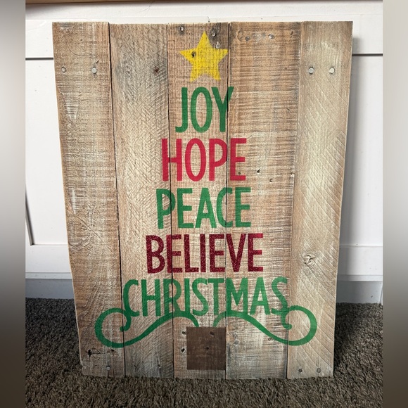 Other - Rustic Christmas Wooden Sign with Joyful Message